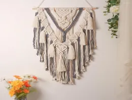 Tapestries boho -stijl hangend tapijt met kwastjes katoenen lijn fijne vakmanschap hand geweven muur voor home2983813