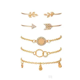 Charm Bracelets Simple Personality Ring Diamond Arrow Combination 5 Piece Set Chain Bracelet Adjustable Barefoot Beach Boho Ladies D Dh4O2