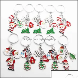 Favidade Favor Favor Favor de Christmas Keychain Pingente de zinco Alloy Titular Charm Santa Xmas Tree Snowman Scons penda penda mylarbagsh dhq0k