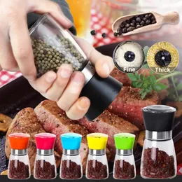 Portable Kitchen Salt Pepper Mill Grinder Bottle Seasoning Jar Holder Container FY2557 ss1124