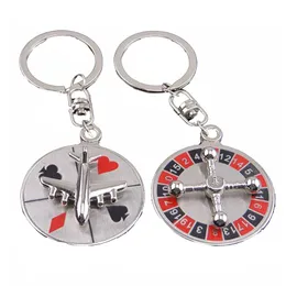 Compass Keychains Rotating Aircraft Pendant Metal Keychain Promotional Gifts Keyring Key Chain