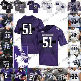 مخصص Northwestern 2019 Football Black Gray Purple White #10 TJ Green 25 Isaiah Bowser 18 Clayton Thorson 26 Evan Hull NCAA 150th Jersey