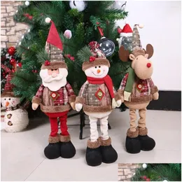 Christmas Decorations Christmas Decorations Doll Lovely Shape Builtin Cotton Retractable Santa Claus Snowman Reindeer For Indoor Dec Dhvpk