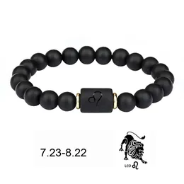 Charm Bracelets Summer Love Zodiac Bracelet For Men Women Couples Matching 8Mm Mate Black Bead Star Sign Constellation Horoscope Jew Dhcwj