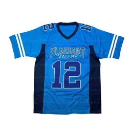 كلية كرة القدم الأمريكية ترتدي قمصان كرة القدم مخصصة آرون رودجرز 12# بليزانت فالي HS لكرة القدم جيرسي مخيط الأزرق أي اسم رقم SI