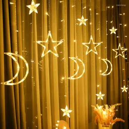 Strings Mond Star Weihnachtslichter Vorhang Fairy LED -String Girlande Terrasse Rasen Garten Holiday Lighting Navidad Dekoration