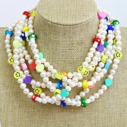 Naszyjniki wiszące 5 sztuk Naturalne kolory naszyjnika perłowe koraliki ręcznie wykonane 90147