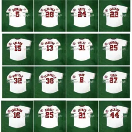 College Baseball Wears 1989 올스타 레트로 야구 저지 마이크 송어 브라이언 다우닝 팀 연어 조이너 레지 잭슨 chuck 핀리 Jim Edmonds Chili Davis Bo