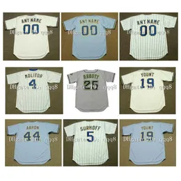 Il baseball del college indossa maglie Milwaukee vintage HANK AARON CHRISTIAN YELICH JOHN JAHA HIDEO NOMO ROBIN YOUNT ERIC THAMES VUCKOVICH PAUL MOLITOR Retro baseball