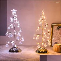 Decorações de Natal Decorações de Natal Crystal Natal Tree Led Night Light Garland Decoration for Home Year Lamp Holiday Decorati Dhjtq