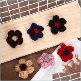 Pins Brooches 3 Piece Set Of Wool Flower Brooch With Handmade Pin Female Fashion Drop Delivery Jewelry Dhgarden Dhlfj