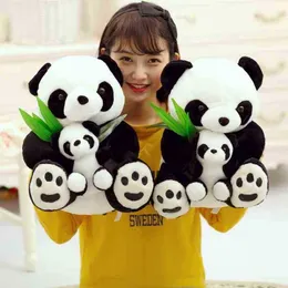 Cartoon Lifelike Stufeed nese Panda Mother And Son With Baby Plush Kids Dolls Soft Hold Cushion Cuddle For ldren girls J220729