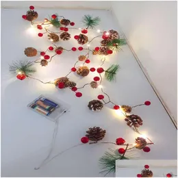 Juldekorationer Juldekorationer Pine Cone Light String String Party Tree Tree Pendant Creative LED Copper Wire Lamp DHLVF