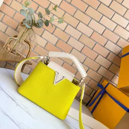 Designer Bag Fashion Women's Tote Luxury Original Capucines Quality Litchi Taurillon Leather Color Matching Combination Handbag