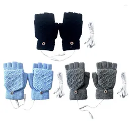 Carpets USB Electric Heated Gloves 2-Side Heating Mittens Winter Hand Warmer Knitting Hands Full & Half Fingerless