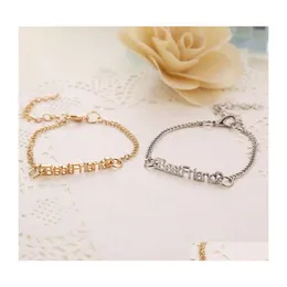 Charm Bracelets Stainless Steel Thin Bracelet Female Charm Letter Simple Pop Drop Delivery Jewelry Bracelets Dh68Z