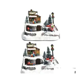 クリスマスの装飾クリスマスデコレーションスモールサンタクローススノーデコレーションミニハウスエクサイタークラフトギフトのためのコテージ202 DHR7U
