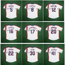 대학 야구 착용 1986 년 빈티지 25 번째 패치 야구 저지 Keith Hernandez David Wright Gary Carter Ron Darling Dykstra Dwight Gooden Howard Johnson Ray Knight