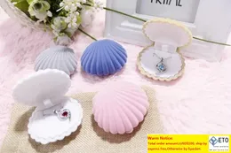 Velvet Shell shape Jewelry boxes For Pendant Necklaces women Luxury Wedding Engagement Gift Case Packaging Display