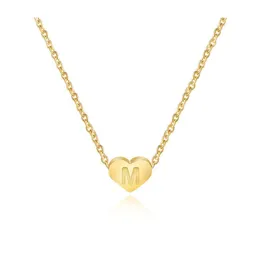 Naszyjniki wisiorek proste kształt serca 26 -literowy naszyjnik wisiorek Kobiety boho 2022 Modna złota metalowa osobowość naszyjniki glamour dhycu