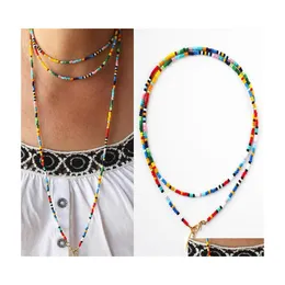 Pendant Necklaces Colorf Rice Beads Shell Set Necklace Handmade Beaded Long Necklaces Women Jewelry Sweater Rosary Bead Choker Chain Dhj7I