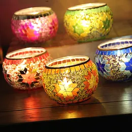 Snow Christmas Candle Holders Colorful Mosaic Candlestick Romantic Candlelight Dinner Decorative Wedding Home Ornament
