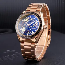 Wristwatches Brand Automatic Mechanical Watches Men Hollow Stainless Steel SKMEI Luminous Skeleton Waterproof Relogio Masculino