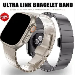Smart Straps Titanium Starlight Link Bracelet Watchband Starlight Color Straps Band Butterfly Fecho para Apple Watch Series 3 4 5 6 7 8 SE Ultra 49mm
