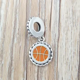925 Sterling Silber Perlen Basketball Dangle Charm Gemischte Emaille Charms Passend für europäischen Pandora-Stil Schmuck Armbänder Halskette ENG79201818 AnnaJewel