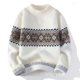 Herrenpullover Hochwertige Herren Winterpullover Klassische Kleidung Jacquardwebung Hübscher Nerzsamt Mode Halbhoher Kragen Koreanisch