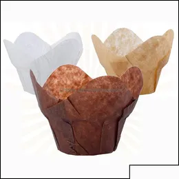 Cupcake Cupcake Bakeware Kitchen Dining Bar Home Garden Lotus Baking Paper Muffin Liners Perchment Cup Grease Restant Wrappers for Dhkom