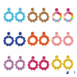 Brincos redondos de rattan redondo para mulheres feitas ￠ m￣o Bohemia Braid St Wicker Raffia Circle Ear Jewelry Summer Beach Acessory Gifts Dr Dhihq
