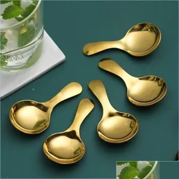 Ice Cream Tools Ice Cream Tools Stainless Steel Spoon Golden Sliver Short Handle For Kids 103 Drop Delivery Home Garden Kitchen Dini Dhfzr