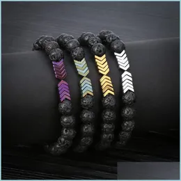 Beaded Male And Female Volcanic Stone 8 Mm Lava Rock Beads Arrow Bracelet Essential Oil Scattered Men Women Drop Delivery Jew Dhgarden Dhzjo