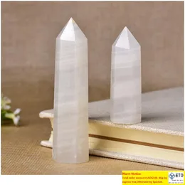 Punto di cristallo naturale Giada bianca afgana Guarigione Obelisco Bacchetta di quarzo Ornamento per decorazioni per la casa Pietra energetica Reiki Pyra qylWhy