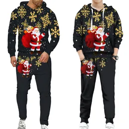 Mens Tracksuits Funny Family Christmas Santa Holiday Parents Kids Matching Hoodie Pants Tracksuit Year Party Xmas Wear SweatshirtsSuits 221124