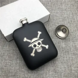 Hip Flasks Customized Luffy Skull 304 Stainless Steel Hip Flask 6 OZ Food Grade Pocket flask with Funnle Alcohol Wiskey Flagon Wine Bottle 221124