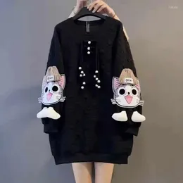 Women's Hoodies Cartoon Kawaii Long Sleeve Sweatshirts Women Patchwork Print Tassel Pullover Harajuku Hoodie Clothes 2022