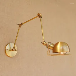 Lampada da parete in ottone antico rustico loft luce industriale altalena vintage braccio lungo Edison applique Arandela Lamparas Pared