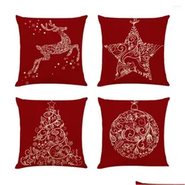 Cushion/Decorative Pillow Pillow 4Pcs Christmas Cases Creative Ers Protectors Home Ornament For Living Room Bedroom Drop Delivery Ga Dh7Yq