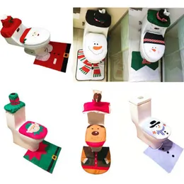 Toilet Seat Covers Foot Pad Cover Cap Christmas Decorations Happy Santa And Rug Bathroom Accessory Claus 1Set