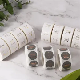 غلاف الهدايا 350pcs/ Roll Gold Foil شكرًا لك ملصقات ملصقات مستديرة لمادة لاصقة لأعمال تغليف العمل ديكور الزفاف