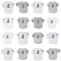 College Baseball Wear 1999 월드 시리즈 빈티지 Derek Jeter Baseball Jersys 2001 2000 2003 2009 White Grey Size S-4XL