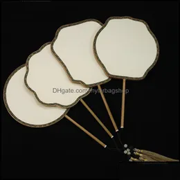 Arts And Crafts Arts And Crafts Gifts Home Garden Double Side Blank Diy Round Natural Silk Fan White Chinese Handle Fans Classical D Dhlw6