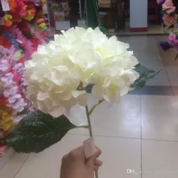 Kwiaty dekoracyjne sztuczne mleko biały hortensja kwiat 80cm/31.5 "Fałszywa jedwabna pojedyncza hortensja na ślubne elementy Centerpiece