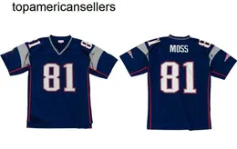 Stitched football Jersey 81 Randy Moss 2007 retro Rugby jerseys Men Women Youth S-6XL