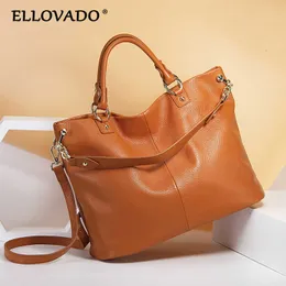 Torba designerska Ellovado oryginalne skórzane torby na torby na kobiety dla kobiet swobodne miękkie torebki miękkie żeńskie torebka crossbody