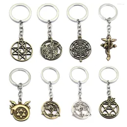 Nyckelringar Anime Fullmetal Alchemist Keychain Homunculus Circle Key Ring Cross Snake Pendant Chain Women Bag Jewelry Llaveros Hombre