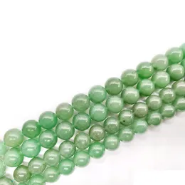 Loose Gemstones Green Aventurine Round Beads Polished Smooth Gemstone Crystal Energy Healing Bead Assortments For Jewelry Ma Dhgarden Dh7Wu