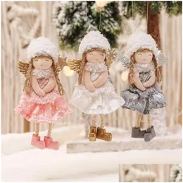 Dekoracje świąteczne Dekoracje świąteczne Piękne Plush Angel Girl Doll Wiselant Tree Tree Ornaments 2022 Rok Gift Toy Navidad Drop dhvg3